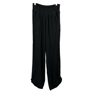 Aerie Tie Ankle Side Slit Pants Black Size XS